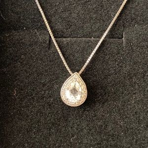 Diamond and lab created white sapphire necklace